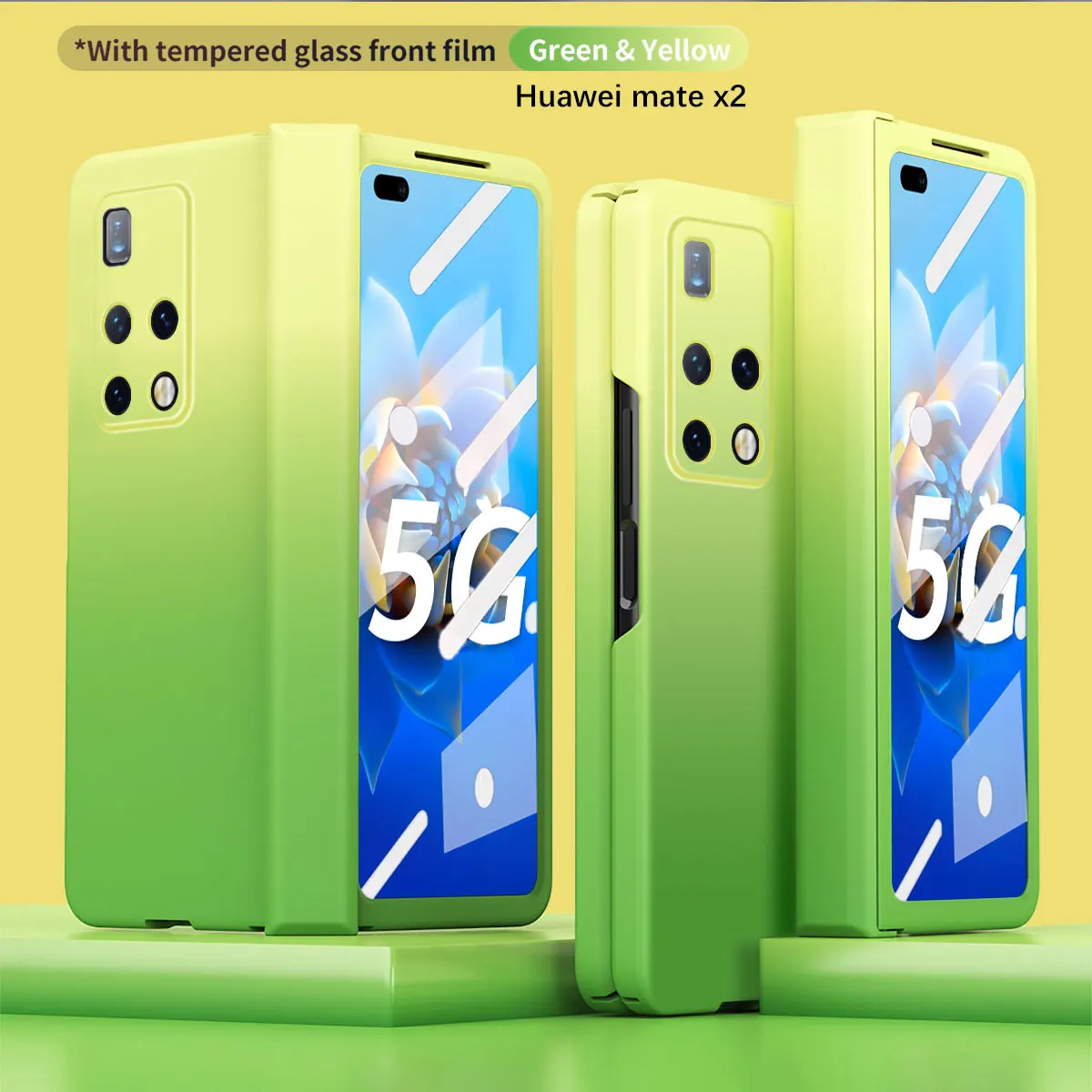 

With Screen Glass for Mate X2 Cases, Hinge Coverage 360 Inclusive Colour Mixture Case for Huawei Mate X2 5G