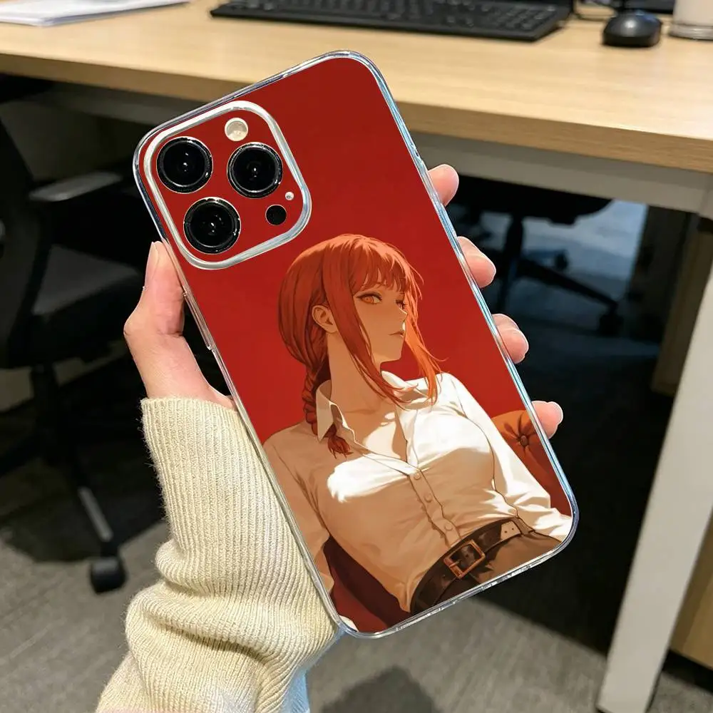 Фото Прозрачный противоударный чехол Chainsaw Man Gentle Makima для iPhone 17 16 15 14 13 12 11 Pro Max Plus №4