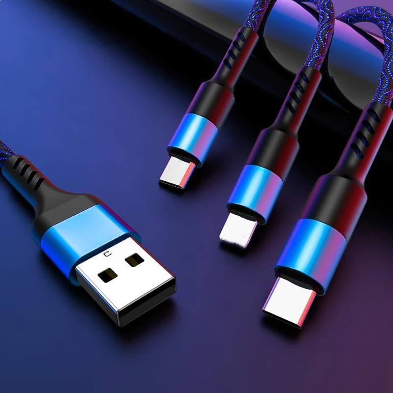 

Зарядный кабель 3 в 1 для android/iphone/huawei, 5 А, 1,2 м