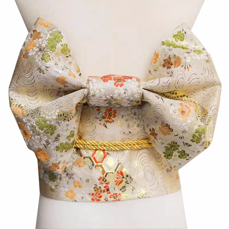 Японское кимоно Оби для девочек парчовый пояс с галстуком-бабочкой в стиле ретро