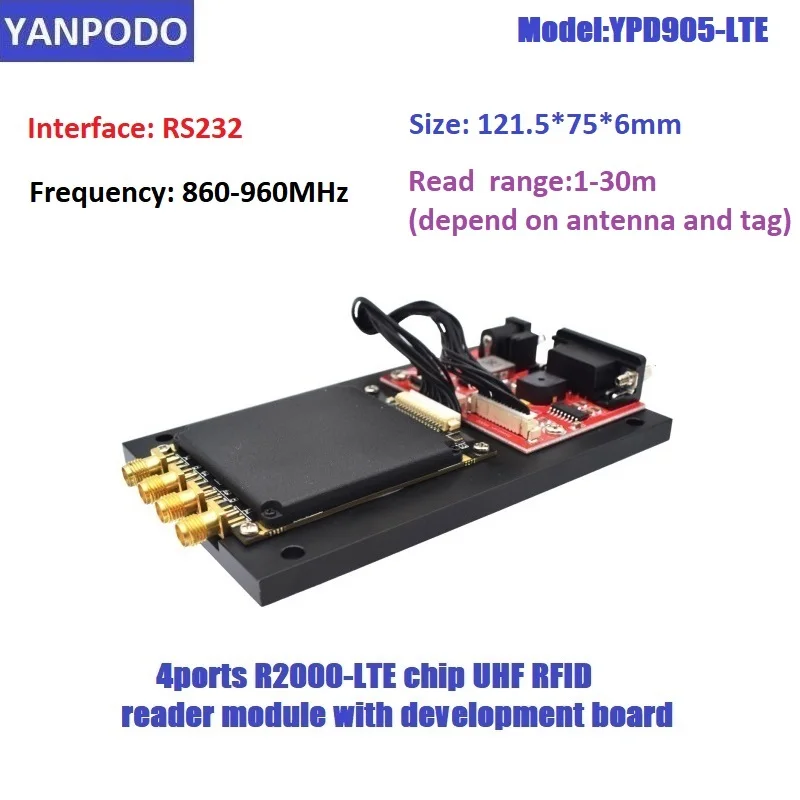 YANPODO UHF RFID-считыватель 4-портовый модуль большой радиус действия 1-30 м разъем RS232