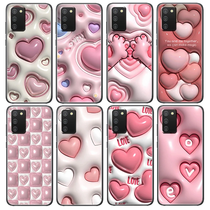 

Nonstereoscopic 3D Vision Heart Pink Black Phone Case For Samsung Galaxy A52S A72 A71 A52 A51 A12 A32 A21S A73 A13 A53 4G 5G