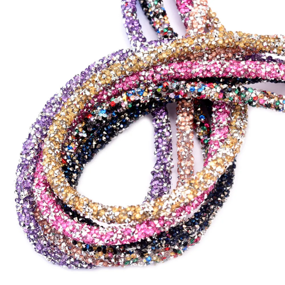 

2Meter 7mm Resin Glitter Rhinestones Rope Tube Cord Sequin Trimming for DIY Jewelry Bracelet Necklace Party Decoration Wedding