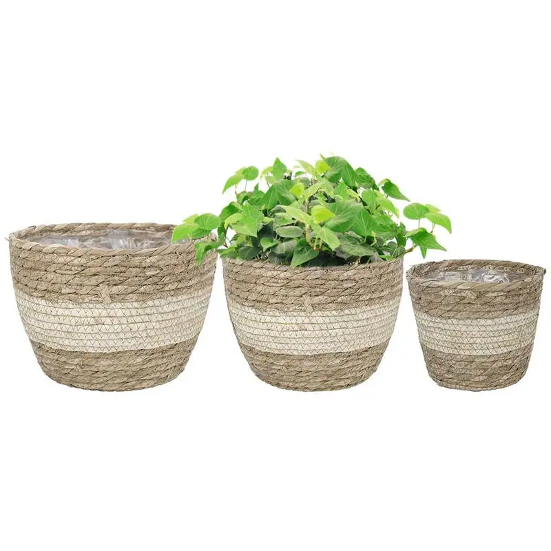 

PCS Handwoven Flower Pot Cover Durable Natural Flowerpot Planter Hanging Basket
