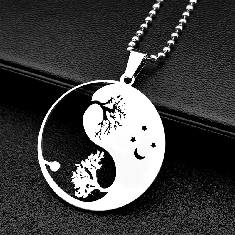 Брелок для ключей Tai Chi звезда луна автомобиль женщин и мужчин нержавеющая сталь