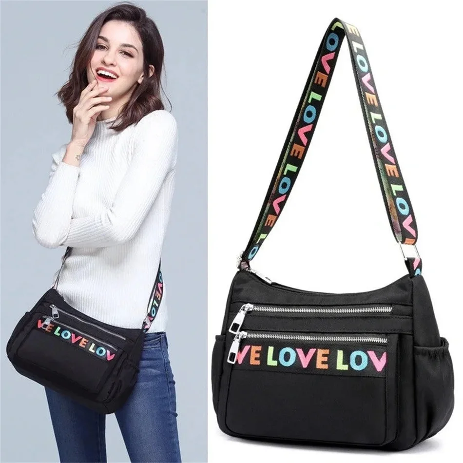 

New women's summer one shoulder messenger bag. Large capacity zipper compartment women's bag. Fashion Nylon Oxford single should