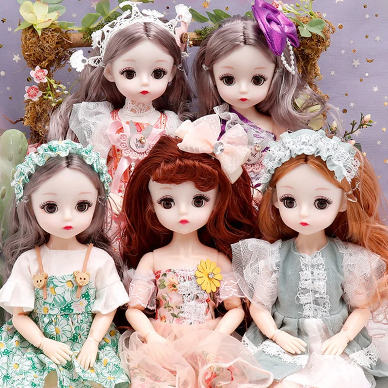 

30cm Doll Princess Doll Dress Up 4D Winking Doll Girl Play House Children's Toy Set Gift Bjd Doll Full Set Girl Doll