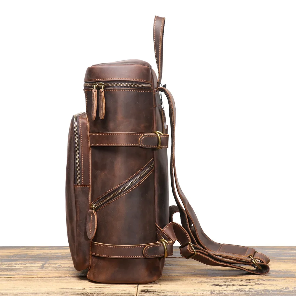 Винтажный кожаный рюкзак Crazy Horse для мужчин с сумкой ноутбука большой емкости