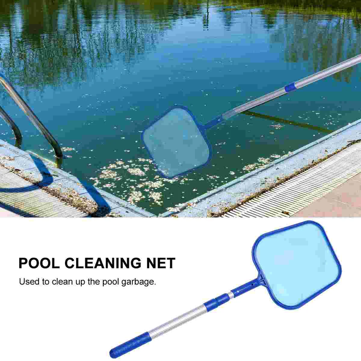 

Pool Net Swimming Leaf Skimmer Cleaning Mesh Tool Telescopic Rake Cleaner Debris Skim Pole Fine Maintenance Duty Heavy Frame Rod