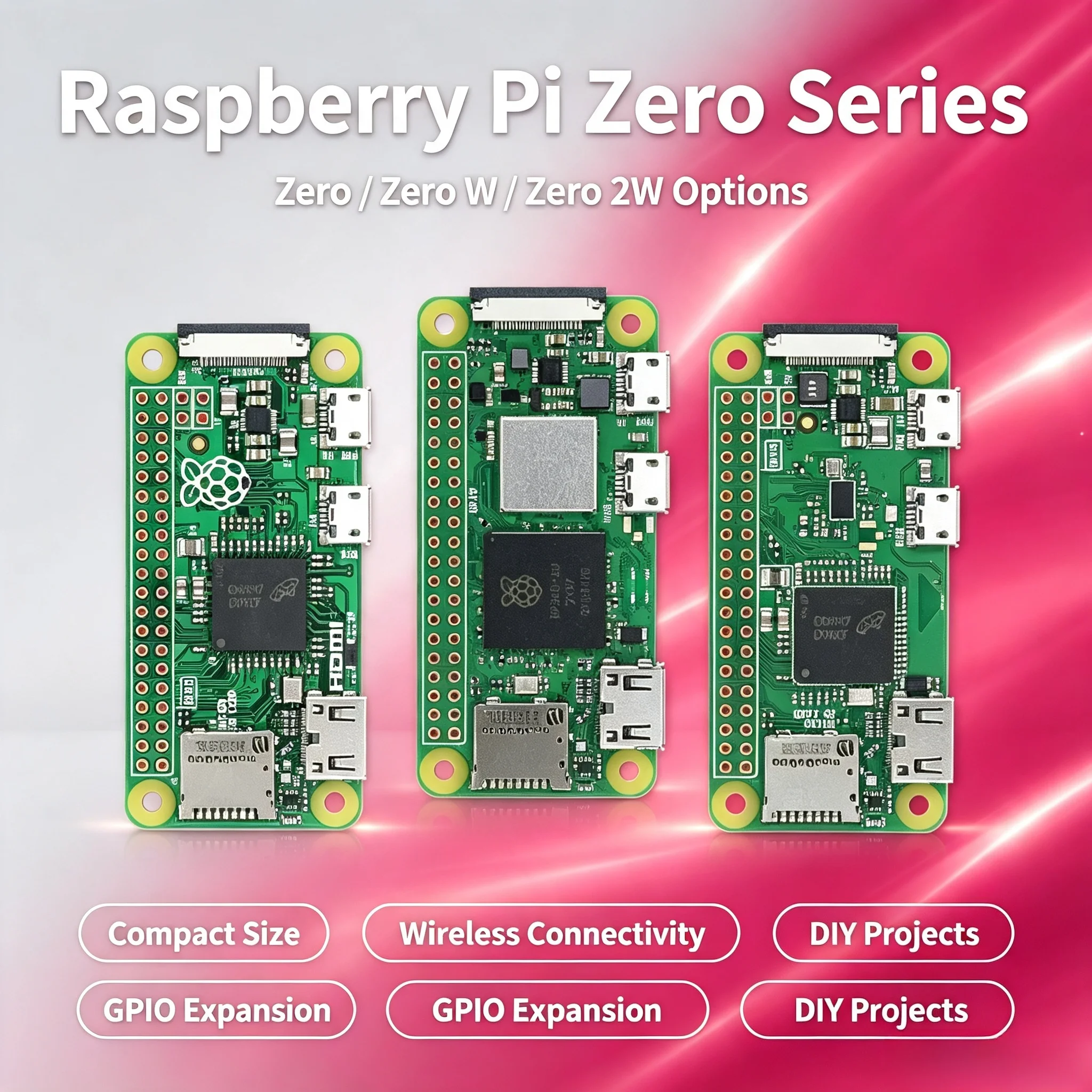 Фото Плата для разработки Raspberry Pi Zero/Zero W/Zero 2W, процессор 1 ГГц, 512 МБ ОЗУ, Wi-Fi, Bluetooth, Mini HDMI, USB OTG, GPIO, стартовый набор для DIY и IoT №1