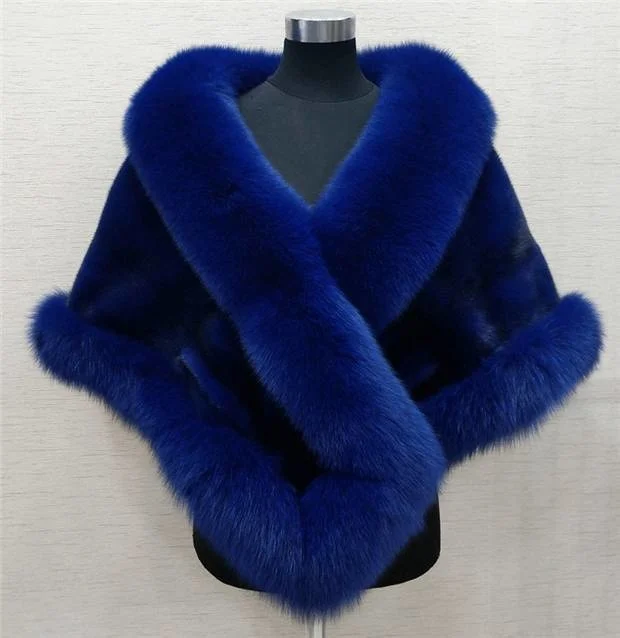 ICCLEK Imitation fur Japanese and Korean Cape shawl autumn and winter warm imitation Cape fur thickened shawl fox hair outside