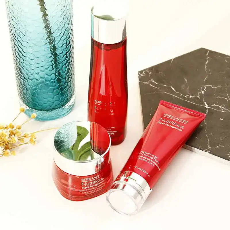 Фото Estee Lauder 3 шт. супер питательный гранатовый Сияющий энергетический набор Membersihkan пенопластовый лосьон ночной крем/Маска Детокс светящийся ухо... №5