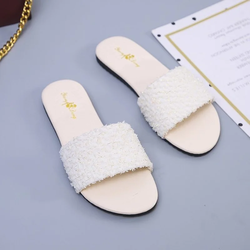 Size43Crystal Platform Sandals Women's Black/White Sequin Slippers Women'sMuffinGladiatorSandals Non-SlipComfort SlippersWomen's