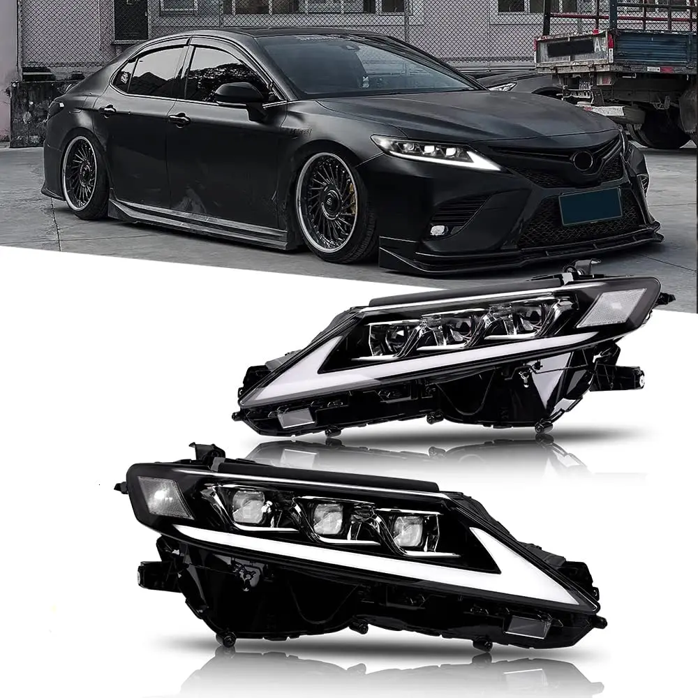 

Headlights for 2018-2023 Toyota Camry 8th Gen Accessories Led Halo Housing Projector Lens DRL Sequential Turn Signal Animation