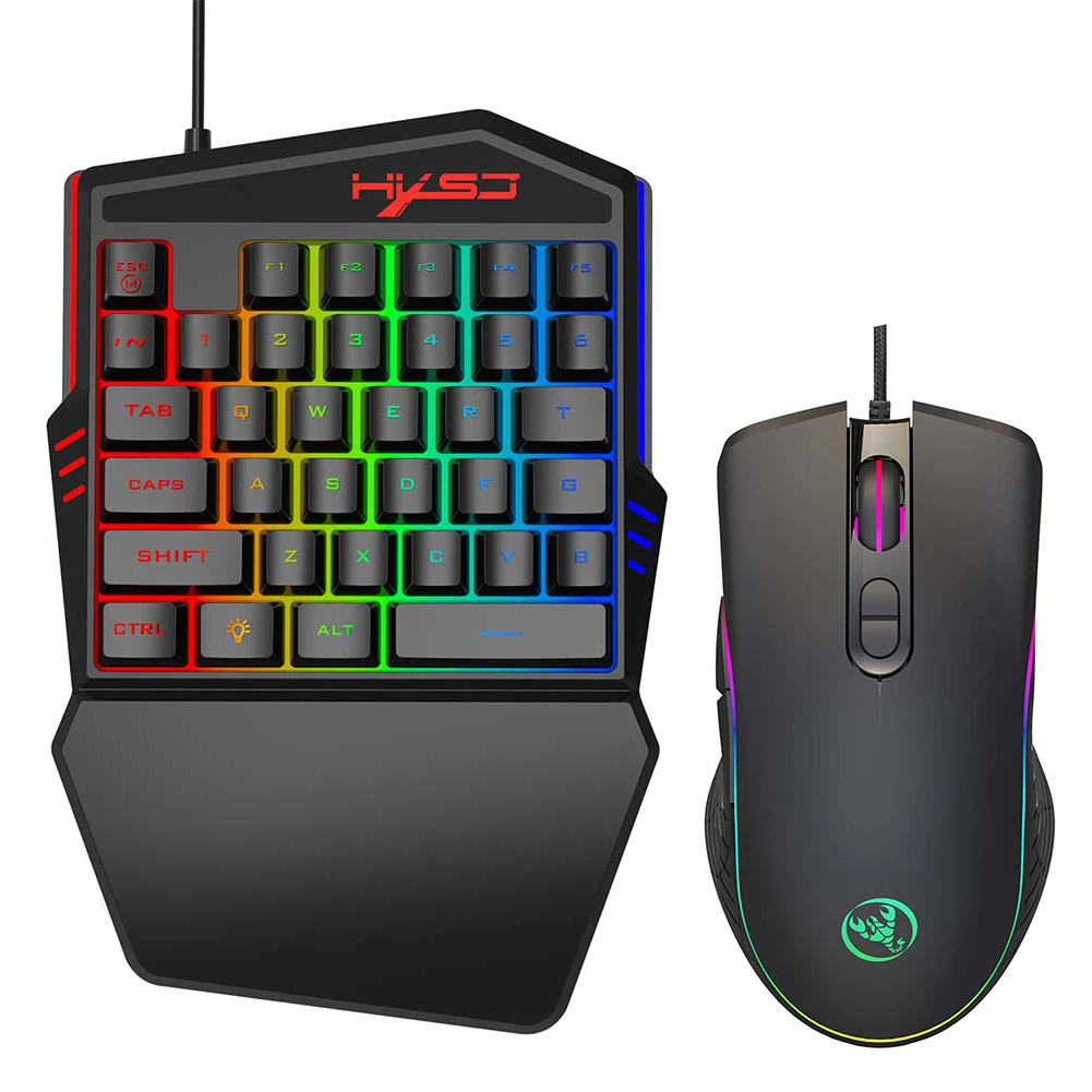 

Игровая клавиатура и мышь, 6400 точек/дюйм, 35 клавиш, RGB подсветка