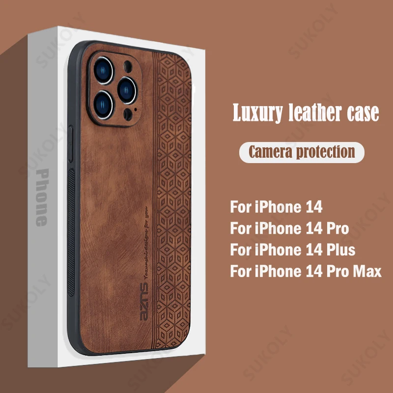 

Роскошный гибридный Чехол из искусственной кожи для iPhone 14 13 12 11 Pro Max XS XR X 8 7 14 Plus противоударный защитный мягкий чехол для телефона с камерой