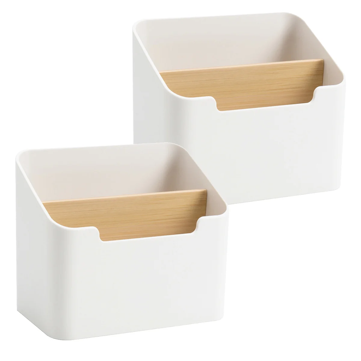 

2pcs Desktop Pen Holder Storage Box Wall Remote Controller Storage Organizer