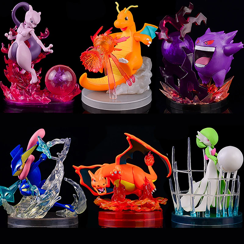

Anime Pokemon Figure Stuffed Pikachu Gengar Charizard Figure Gengar Bulbasaur Pikachu Action Model Toy For Kids Gift