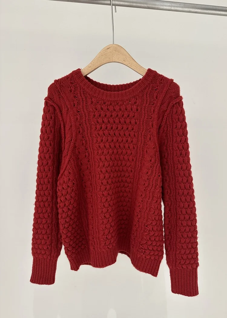 Рождественские свитера Vintaeg вязаный красный свитер Осень-зима 2024 Теплые