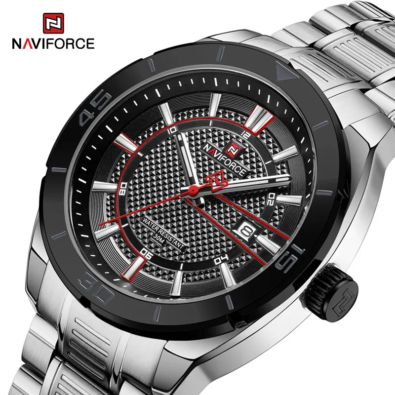 

NAVIFORCE Men's Watch Fashion Sport Stainless Steel Male Quartz Waterproof Wristwatches Clock With Luminous Relogio Masculino