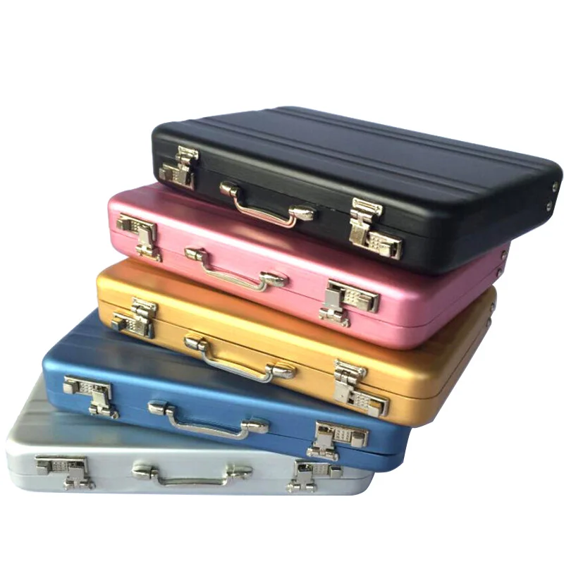 

New Aluminum Storage Box Business ID Credit Card Holder Mini Suitcase Bank Card Box Holder Jewelry Case Organizer Rectangle