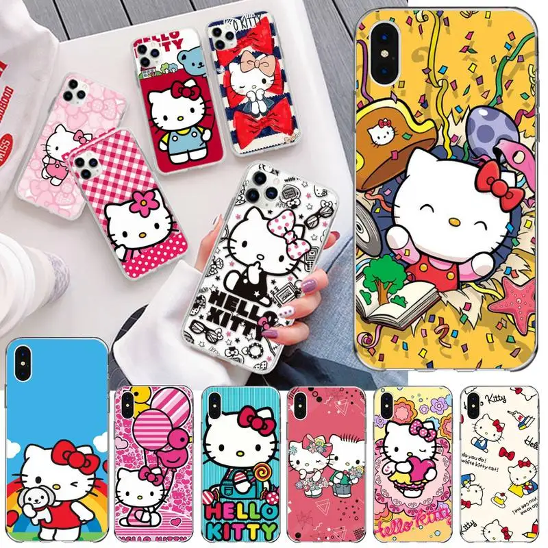

Cute Gift Hello Kitty Pattern Phone Case For iphone 13 12 11 Pro Mini XS Max 8 7 Plus X SE 2020 XR Silicone Soft Cover