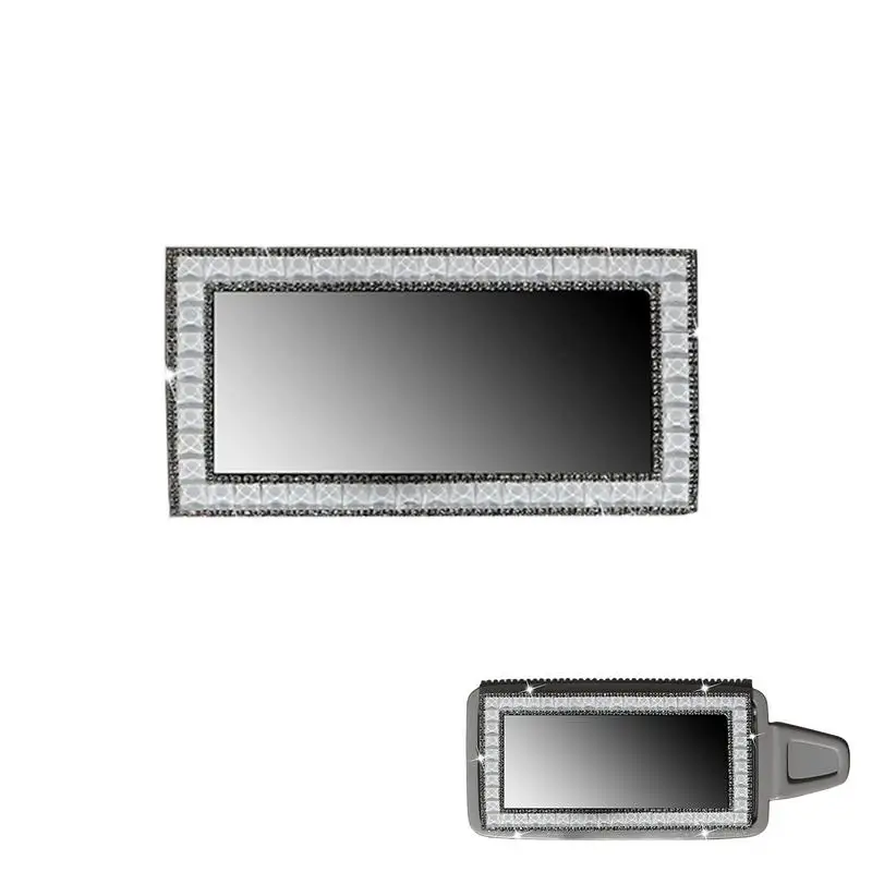 

Self Adhesive Car Sun Visor Vanity Mirror Glass Car Vanity Mirror With Rhinestones 15x8cm Vehicle Interior Makeup Mirror With