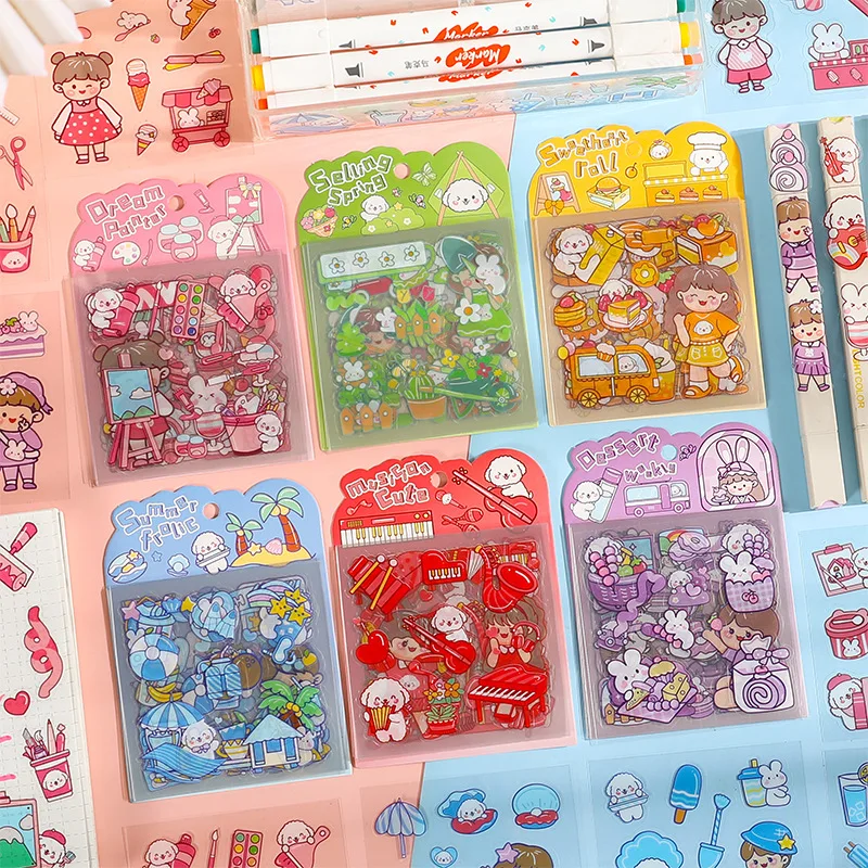 

ICE YOYO 10Sheets Cute Stickers PVC Transparent Scrapbooking Decorative Student DIY Journal Stickers School Stationery Supplies