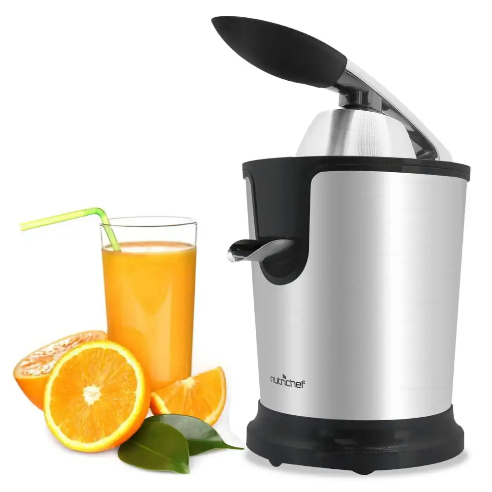 Stainless Steel Electric Juice Press-Citrus Juicer or Squeezer Masticating Machine W/ 160W Power, Handle & Cone for Orange