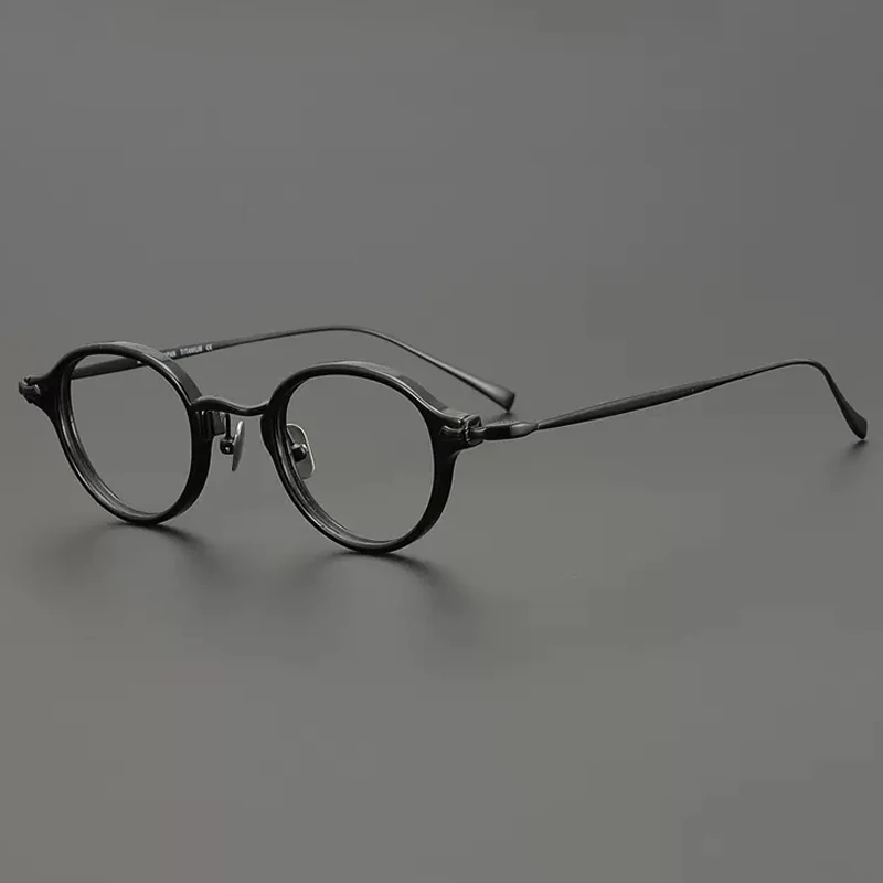 Acetate Titanium Small Eyeglasses Frame Men Vintage Round Myopia Prescription Optical Glasses Frame Women Luxury Brand Eyewear