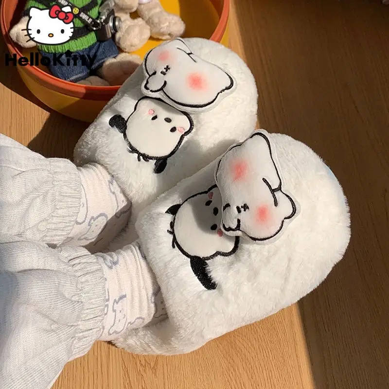 Новые Домашние хлопковые туфли Sanrio почточо кавайные женские осенне-зимние