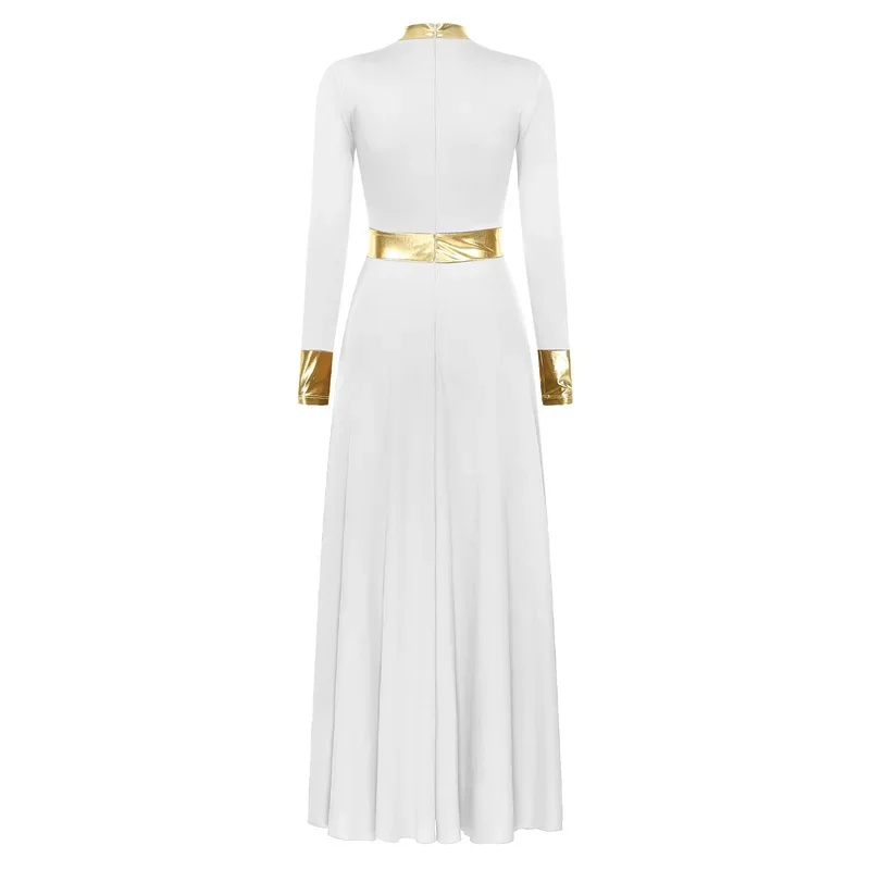 Женское платье для литаргических танцев блестящее металлическое с длинными