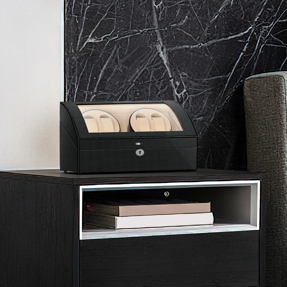 Коробка для хранения намотки часов 4 автоматические часы + 6 витринных чехлов