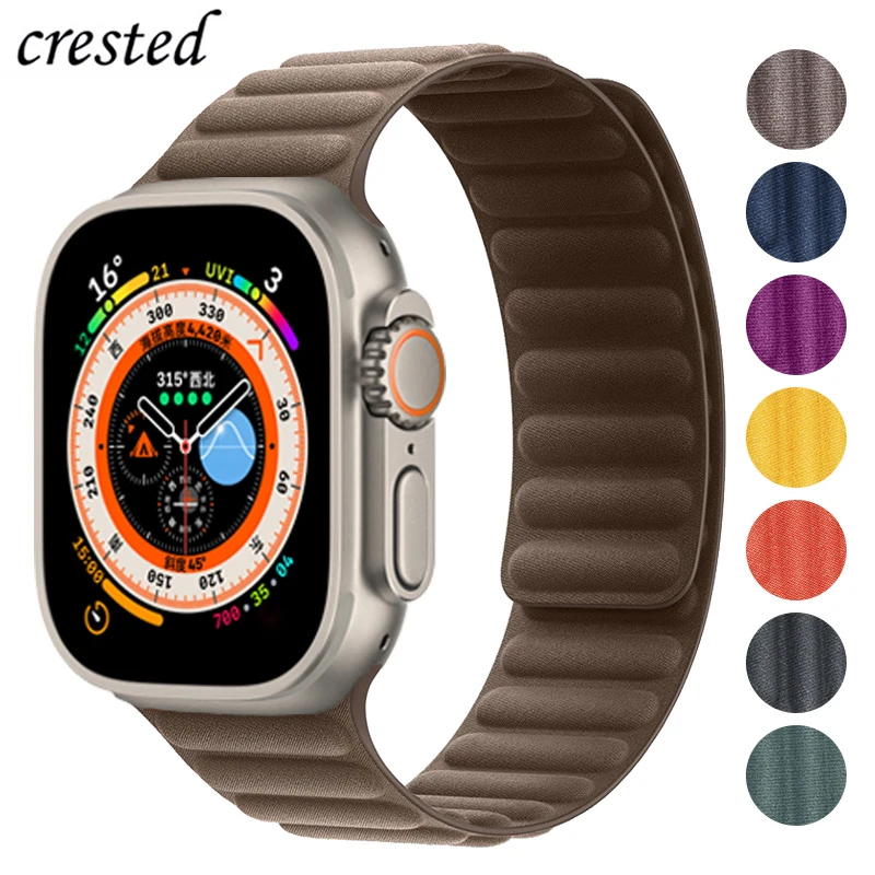 

Ремешок тканевый для Apple Watch Band, оригинальный магнитный браслет для iWatch Series 9 8 SE 7 Ultra 2, 44 мм 40 мм 45 мм 49 мм 41 мм