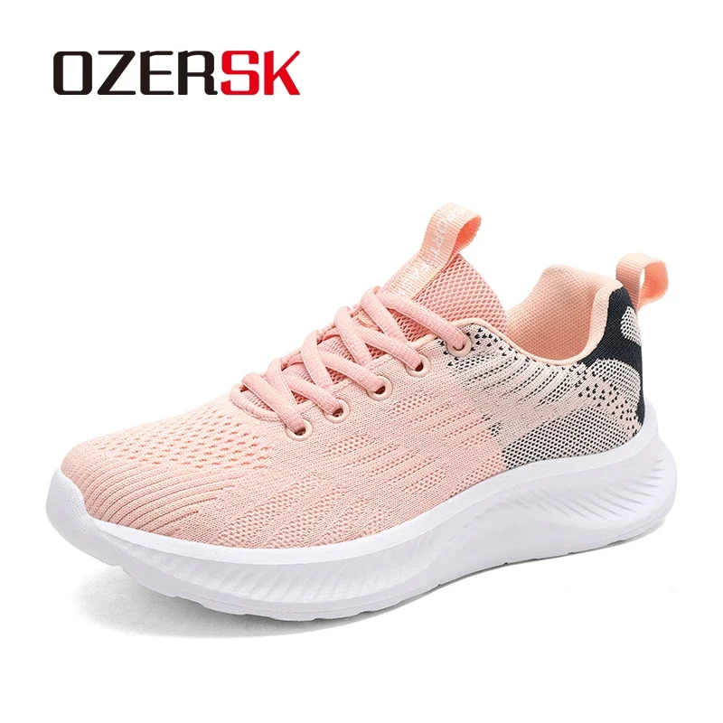 OZERSK женские кроссовки с круглой головкой и сеткой туфли на плоской подошве