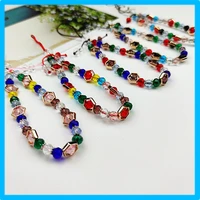 creative colorful crystal beads key chain bracelet bicycle car key ring mobile phone u disk pendant friend gift new