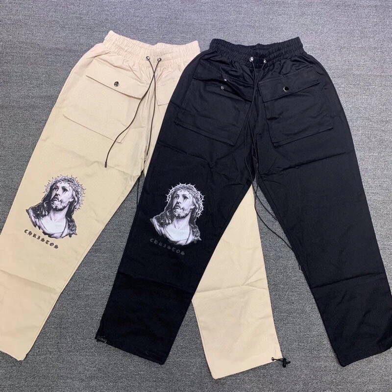 

22SS Street Culture Travis Scott Pant Men Women 1:1 High Quality Jesus Cargo Pocket Jogging Cargo Trousers