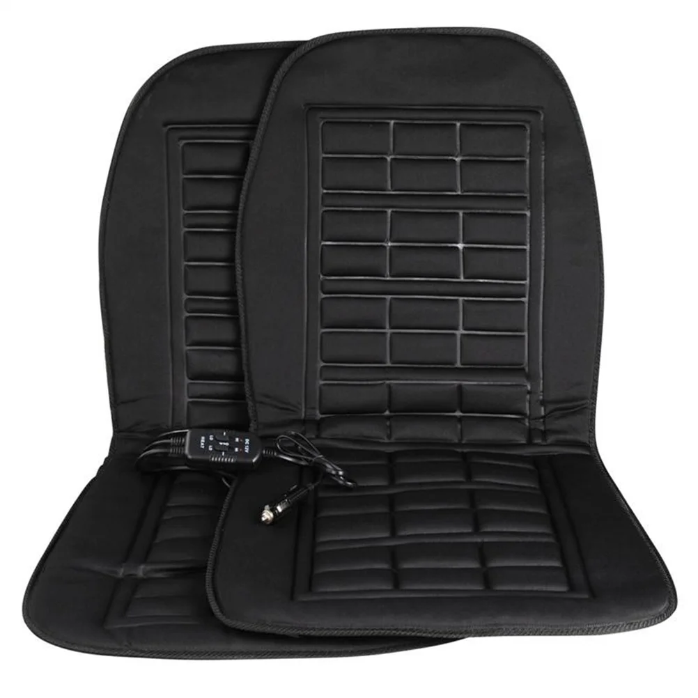 

2pcs Heated Car Cushion Temperature Control Heated Pad Cushion Cover Car Warmer(Black)
