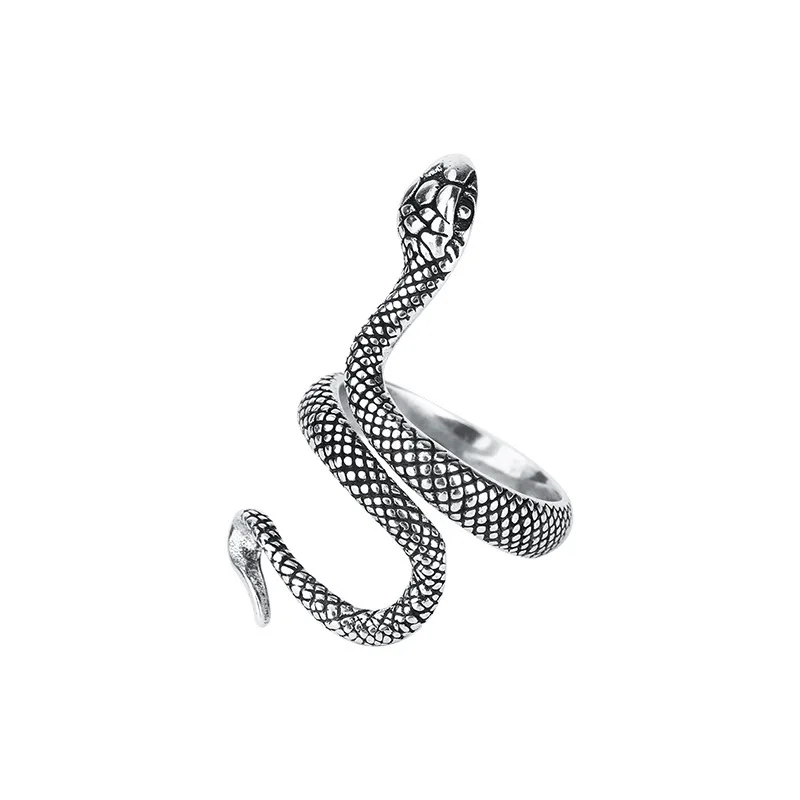 Promotion Trendy Snake Animal Design Retro Thai Silver Unisex Party Rings Original Jewelry For Women Men Birthday Gifts |