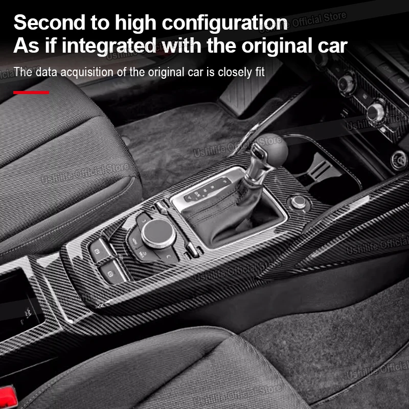 Фото Специально для 18-24, Audi Q2L, отделка управления автомобиля, декоративная панель переключения передач, рамка из углеродного волокна, модификация, аксессуары для интерьера №3