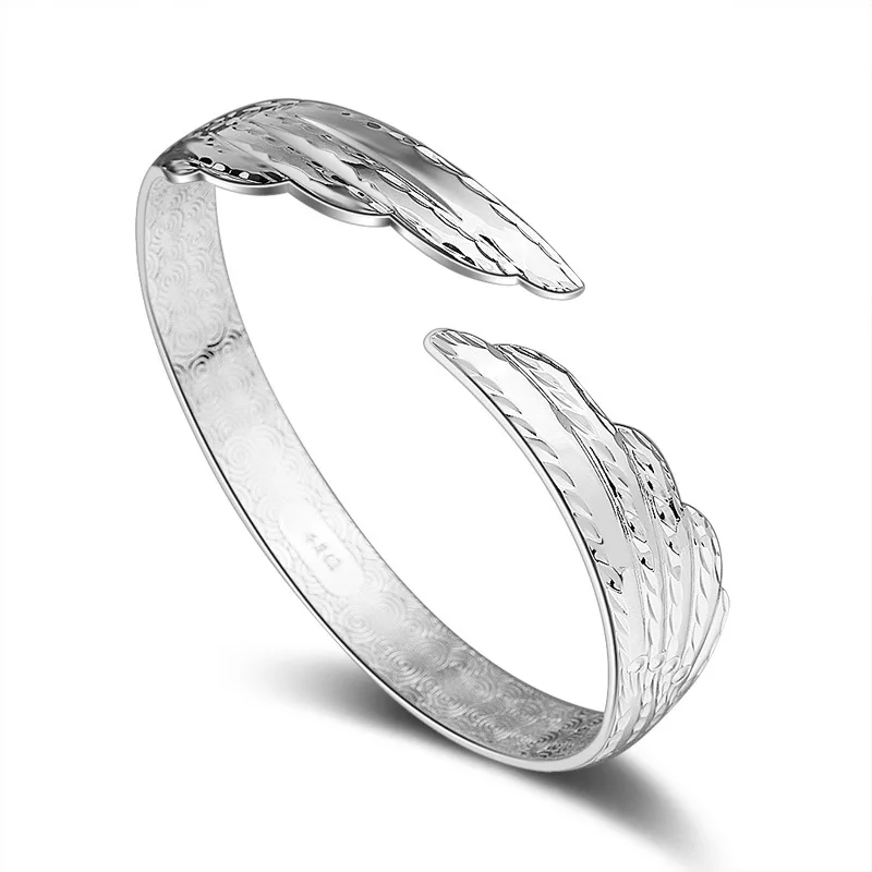 

925 Sterling Silver Angel Wing Adjustable Bangle Bracelets For Women Luxury Quality Fine Jewelry Christmas Offers free Shipping