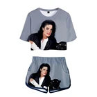 Женский творческий комплект Майкла Джексона из двух предметов, модная футболка и шорты в стиле Харадзюку для девушек, личная одежда Y2K