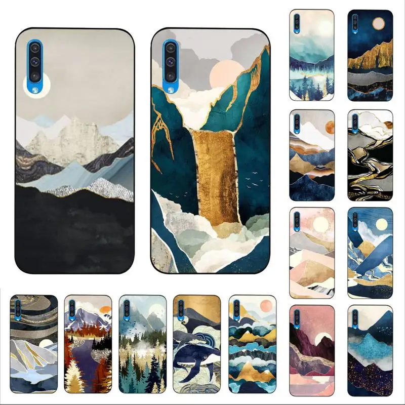 

FHNBLJ Gold Landscape painting Phone Case for Samsung A51 01 50 71 21S 70 10 31 40 30 20E 11 A7 2018