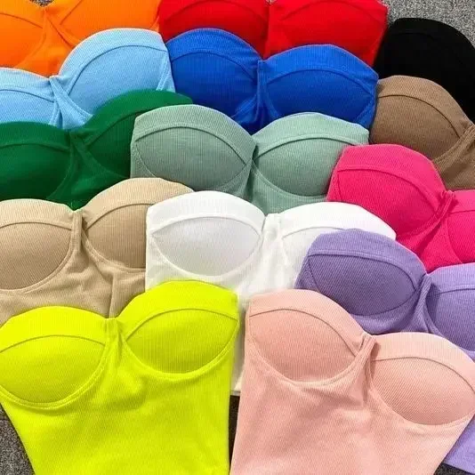 Сплошной цвет без бретелек Топ-труба Женская верхняя одежда Сексуальная горячая