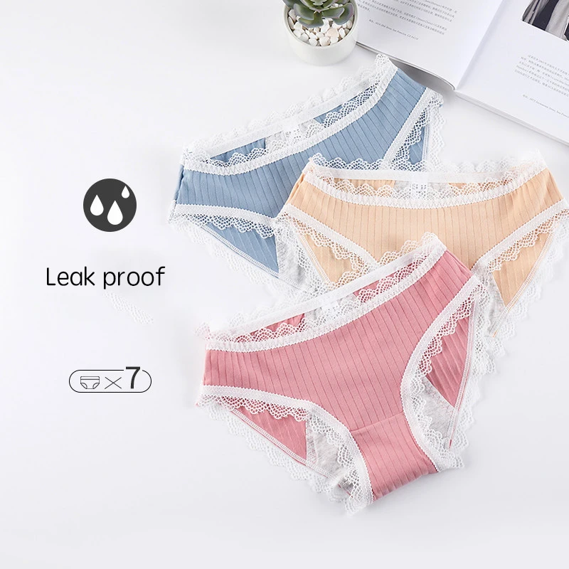 

Women Leak Proof Menstrual Panties Soft Lace Women's Cotton Briefs Panties For Periods Culotte Menstruelle Bragas Menstruales