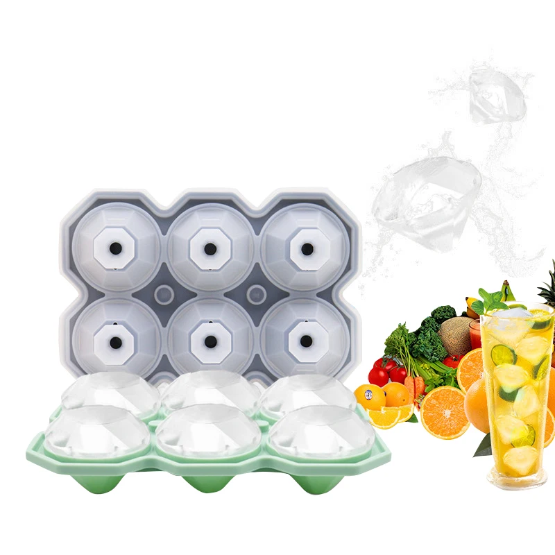 

6 Cavity Ice Cubes Mold Mould Diamond Shaped Silicone Ice Cubes Maker Summer Homemade Freezer Fruit Juice Icecubes Mold 6 Cells