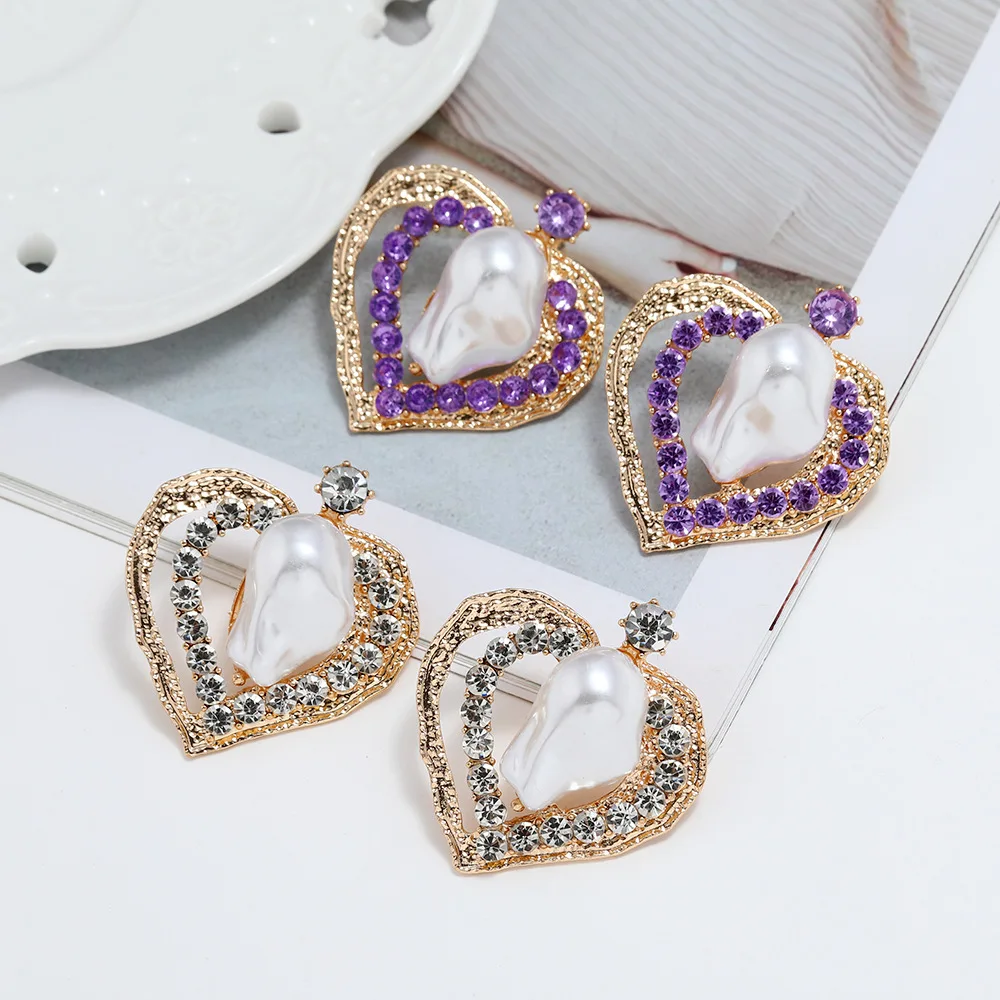 

Стразы серьги в форме сердца темпераментные женские серьги для ужина вечеринки Роскошные модные ювелирные изделия аксессуары Прямая поста...