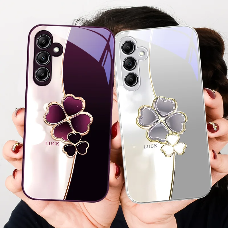 Стеклянный чехол для телефона Samsung Galaxy A01 A02 A03 Core A04 A14 4G 13 54 34 31 20 25 23 22 5G S21 Ultra S20 Clover