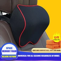 car seat headrest pad 3d memory foam pillow head neck pain relief travel neck support breathable mesh fabric memory foam cushion