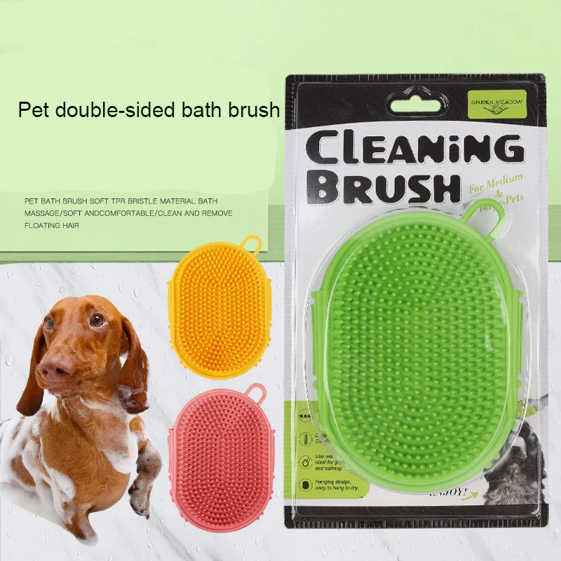 

Pet Double Dog Cat Bath Brush Comb Rubber Glove Hair Grooming Massaging Kitchen Pet Hair Remover Gloves Silicone Washing Glove